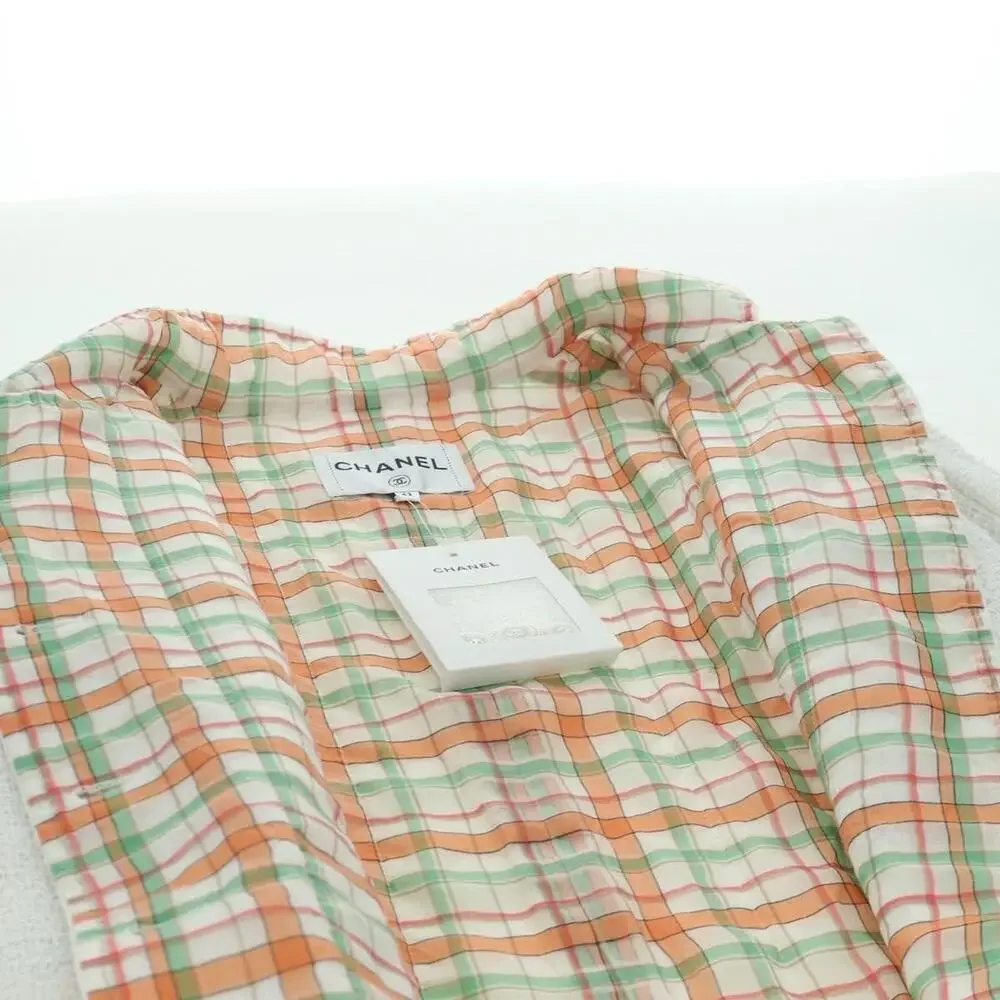 Chanel Tweed Jacket White Cotton